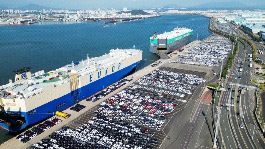 Car export pier at Hyundai Motor's Ulsan plant in South Korea